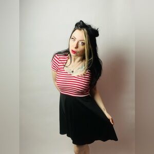 Rocksteady Pinup Striped Dress Small Sourpuss